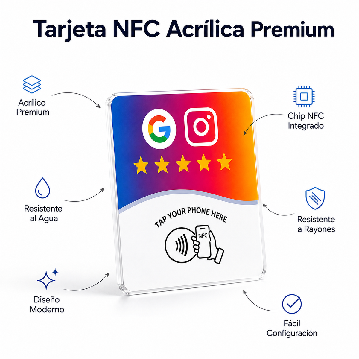 Placa NFC para negocios | Más reseñas y seguidores con un toque