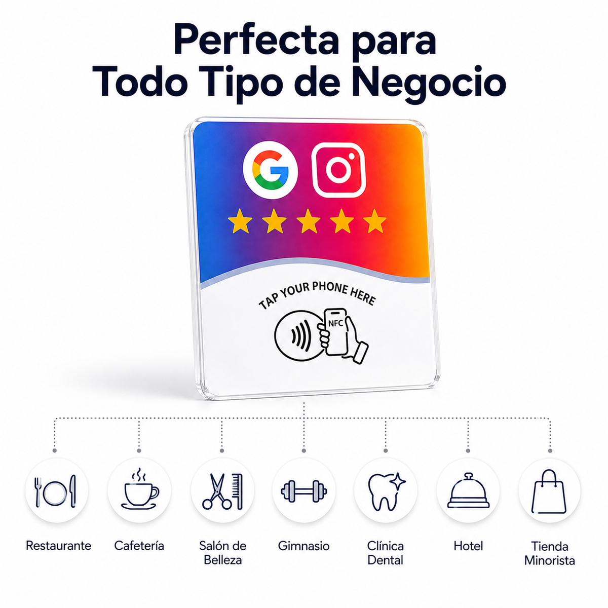 Placa NFC para negocios | Más reseñas y seguidores con un toque