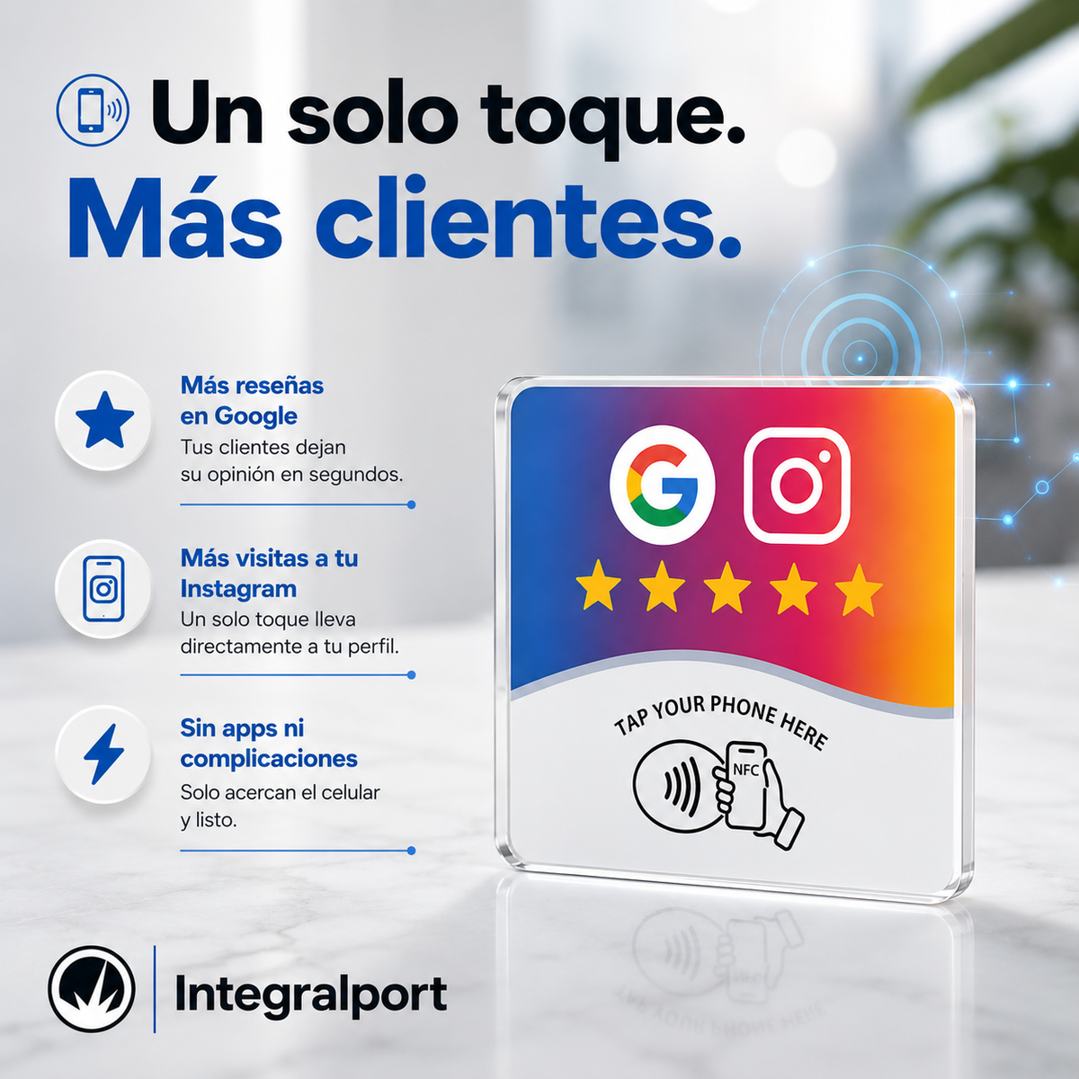 Placa NFC para negocios | Más reseñas y seguidores con un toque